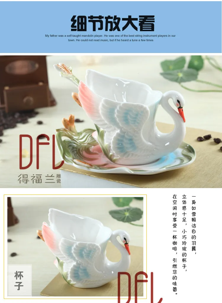 3D Colorido Esmalte Conjunto Xícara de Porcelana