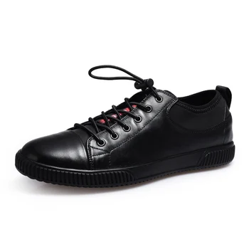 

summer brand New Casual Shoes Mens Leather Flats Lace-Up Shoes Simple Stylish Male Shoes Sizes Cowhide Skateboard Shoes For Men