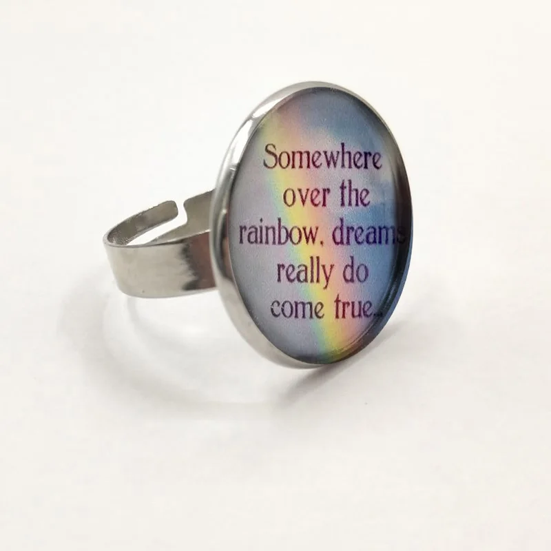 

Somewhere Over the Rainbow Glass Pendant Ring | Wizard of Oz Iz Wedding Song Lyrics