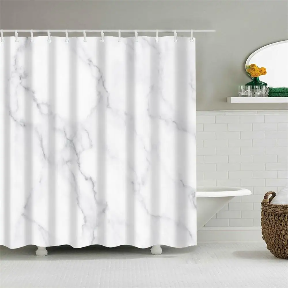 Дома Мрамор Ванная комната Душ Шторы сверхмощный белый и серый ткань душ душевые штора для ванной шторка для ванной
