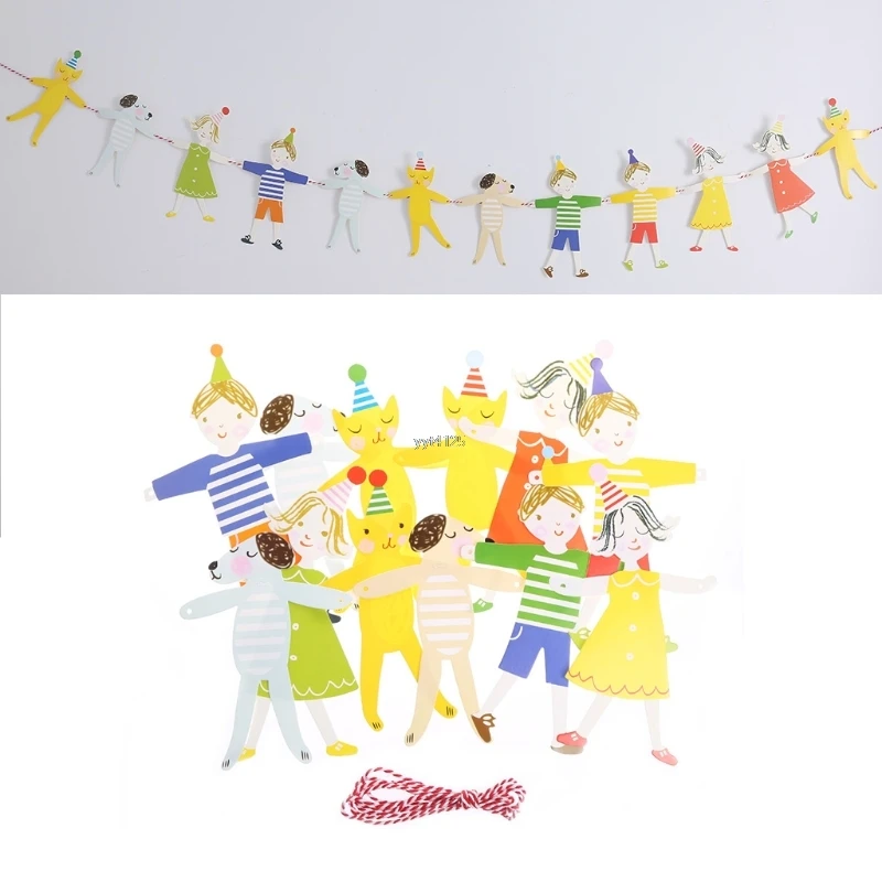 

Paper Garland Hanging Bunting Kids Hand in Hand Banner Birthday Party Decor DIY Happy Birthday Party Decoration Apr