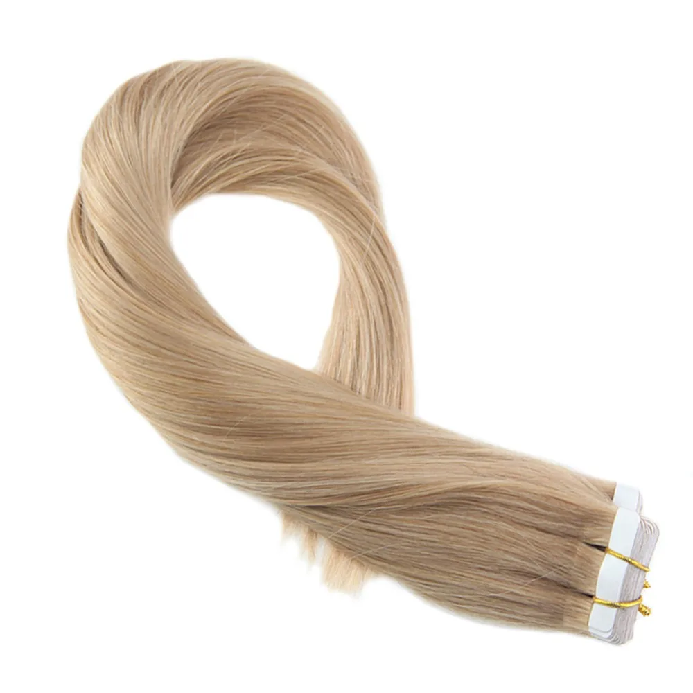 Moresoo лента в человеческих волосах Клей Реми бразильские волосы #27 Клубника светлые волосы цвет кожи уток лента на волосы