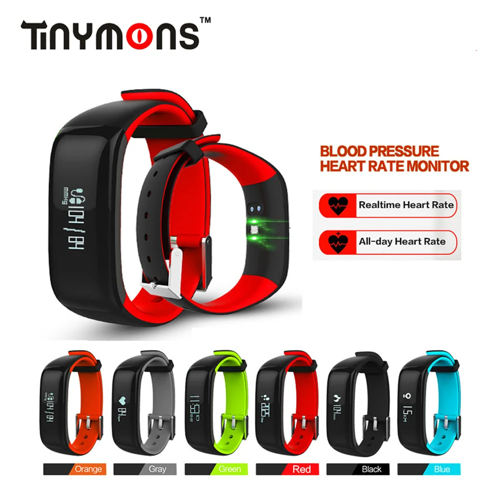 

P1 Bluetooth Smart band Blood Pressure Monitor Heart Rate Wristband Waterproof IP67 Smartband pk xiao mi band 2 mi band zeband
