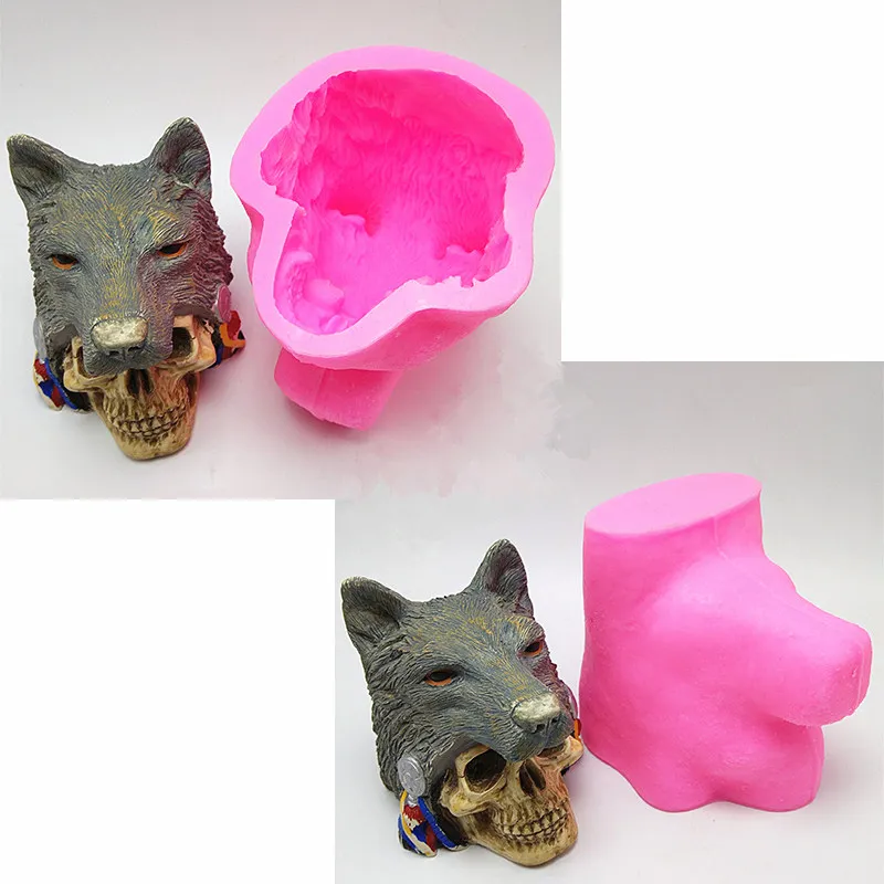 3D Wolf Skull силиконовая форма для выпечки торта из смолы гипса шоколада свечей