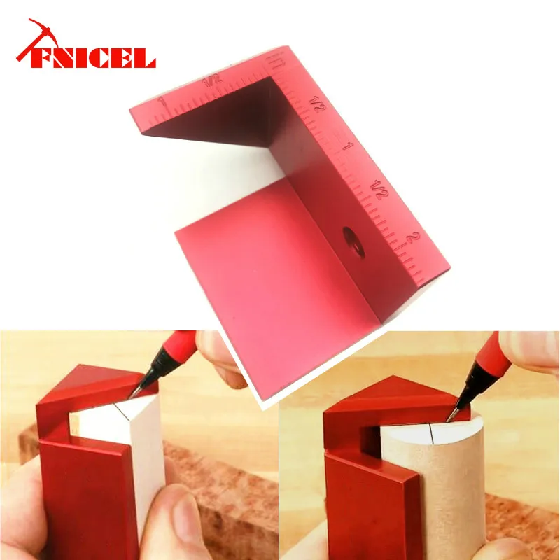 

British System 45 Degree Center Scribe Line Drawing Tool Right Metric System Gauge Angle Round Woodworking for Carpenters Ruler