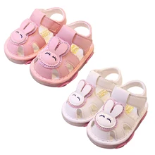 Летние Детские Девочки дышащие Нескользящие туфли кролик дизайн светящийся малыш мягкая подошва детские сандалии, обувь детская одежда