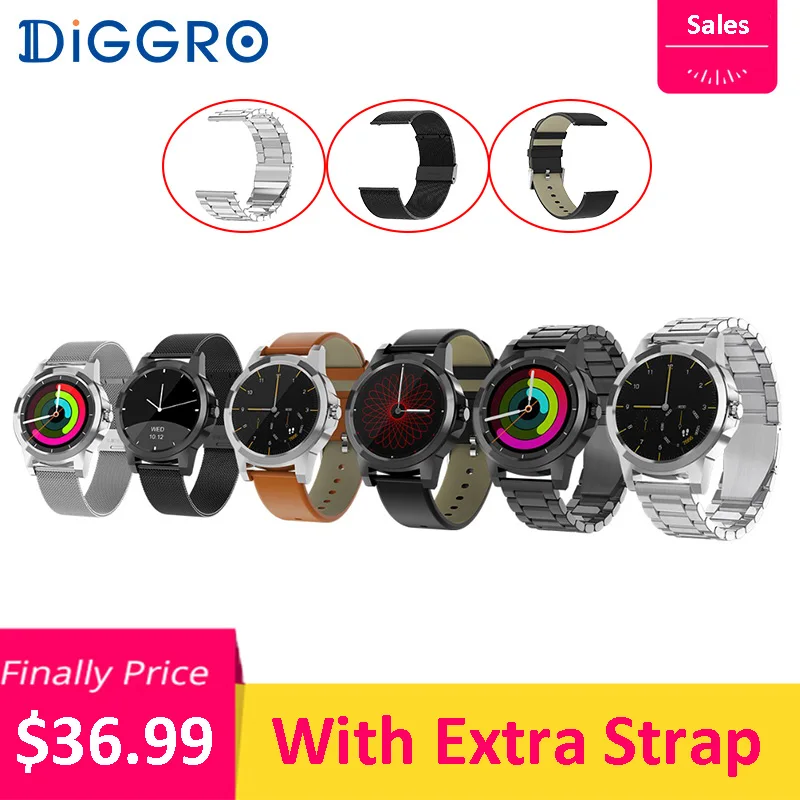 

Diggro DI03 Plus Smart Watch Bluetooth Waterproof Heart Rate Sleep Monitor Pedometer 320mAh Smartwatch With Extra Strap