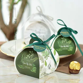 

20pcs/lot New Arrivals Green Flower Paper cake boxes cupcake, small gift boxes for chocolate mousse cake packaging with handle