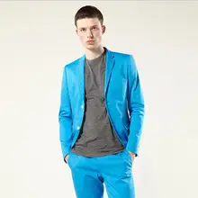 Королевский синий Повседневное Блейзер Для мужчин Свадьба Пром ужин Костюмы 2 шт. жениха Смокинги для женихов Best Man Жених дружки костюмы для мужской