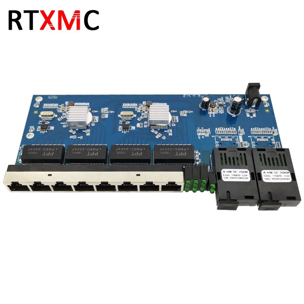 2G8E 8UTP RJ45 Gigabit Ethernet коммутатор 2*1 25G Волоконно порт разъем SC 8*10/100/1000 м PCBA плата