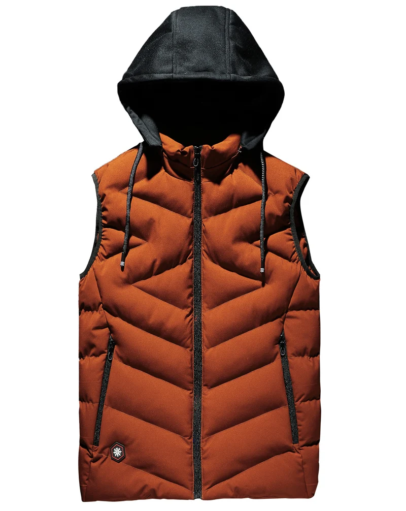 UNCO& BOROR мужская зимняя куртка без рукавов Размер L~ 7XL 8XL съемный мужской теплый жилет с капюшоном на хлопковой подкладке Homme