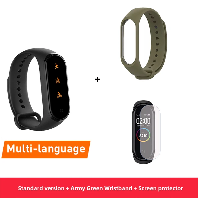 Новейшие Смарт-часы Xiaomi mi Band 4 фитнес-браслет mi band 4 фитнес-трекер Шагомер Bluetooth 5,0 смарт-браслет Xio mi Watch - Цвет: CN Army Green