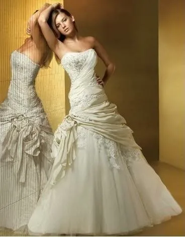 Sweetheart A-line Beaded Lace Appliques Tulle Teffeta Write/Ivory Wedding Dress Custom-made | Свадьбы и торжества