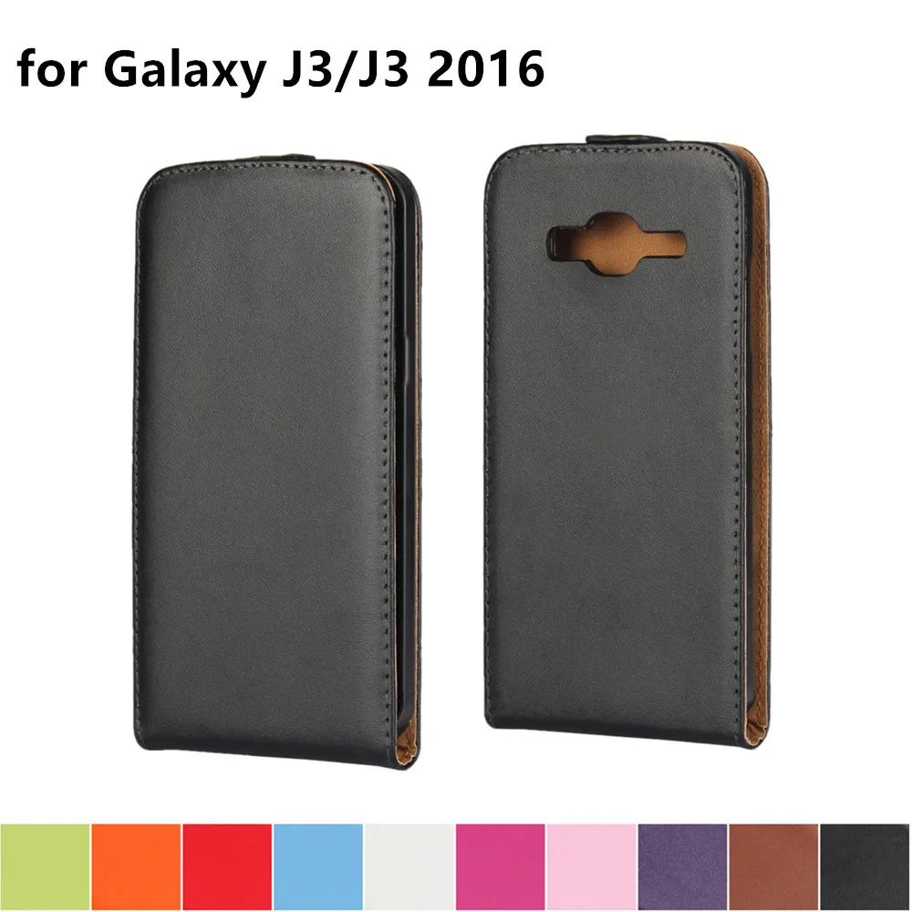 Clamshell phone case leather case for Samsung Galaxy J3 / J3 Magnetic adsorption buckle holster flip coevr case