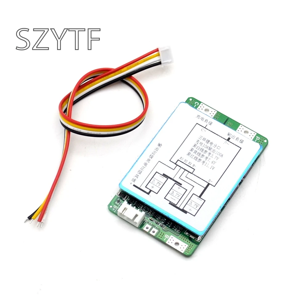 

New 3S 100A Li-ion Lithium 18650 BMS PCM battery protection board bms pcm with balance for li-ion lipo battery cell pack Module