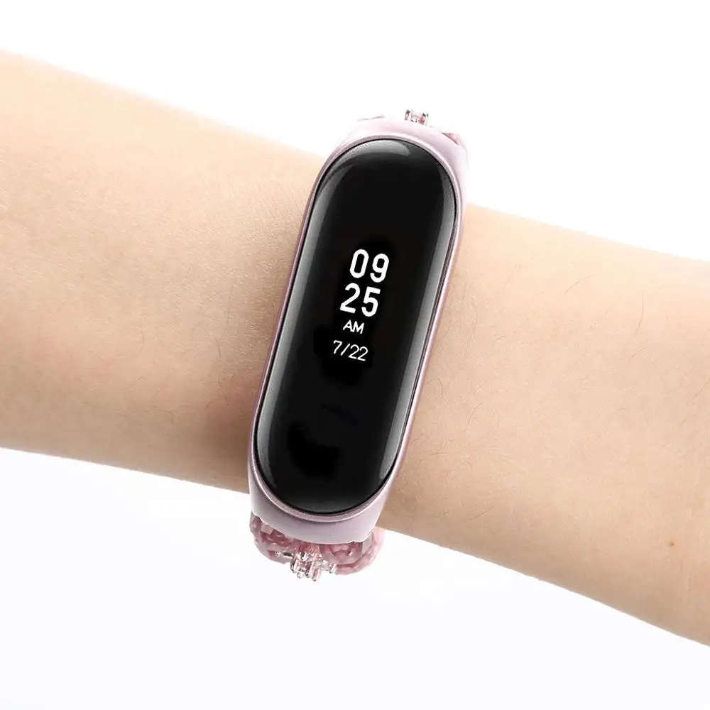 Ремешок на запястье с кристаллами и металлический корпус для Xiaomi Mi Band 4 модный