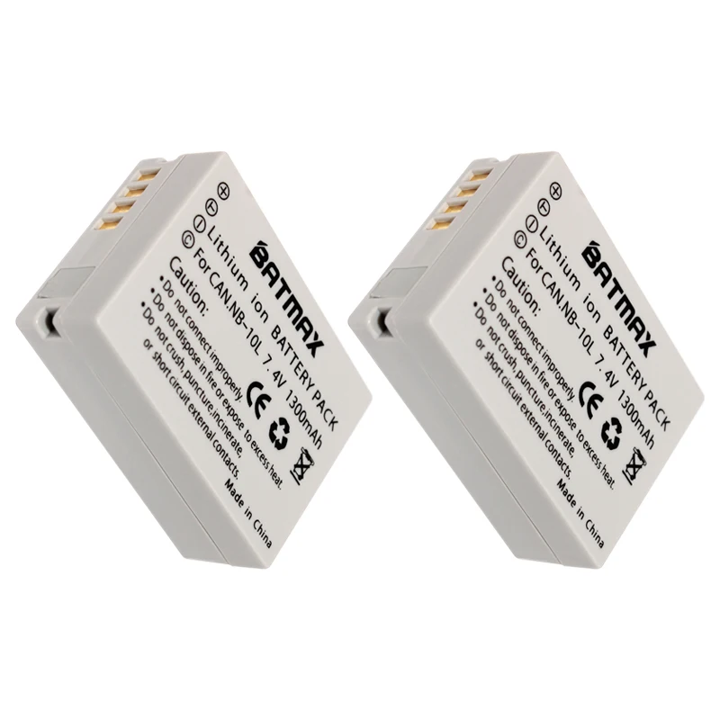 

2Pcs NB10L NB 10L Digital Camera Battery Pack for Canon G1X G15 G16 SX40HS SX50HS SX60HS SX40 SX50 SX60 HS Camera (1300mAh)