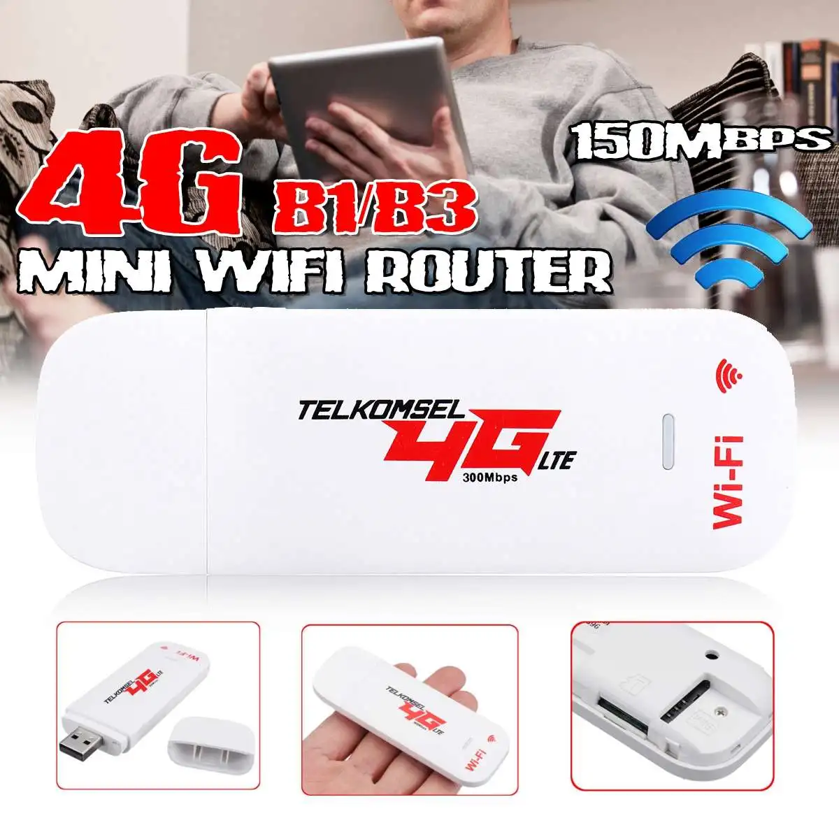 

4G 3G LTE USB 2.0 Wireless Hotspot Mobile Dongle Router with SIM TF Card Slot for Mobile Phone Tablet