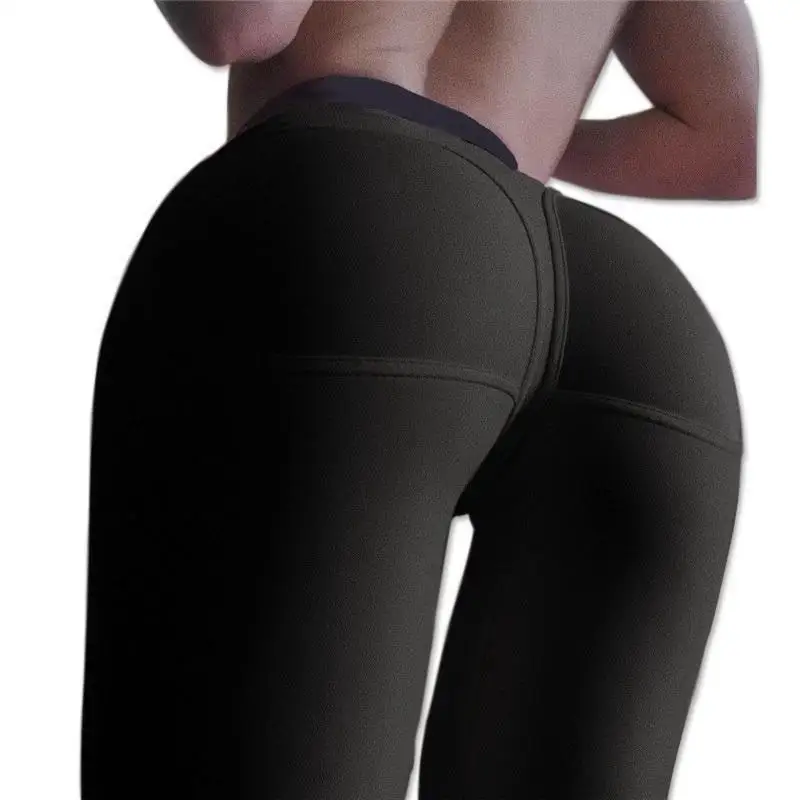 Эластичные женские сапоги черного цвета, штаны для бега Для женщин тренажерный зал легинсы спортивные Для женщин Фитнес спортивной тренировки облегающие брюки для занятий спортом, йогой, леггинсы - Цвет: Черный