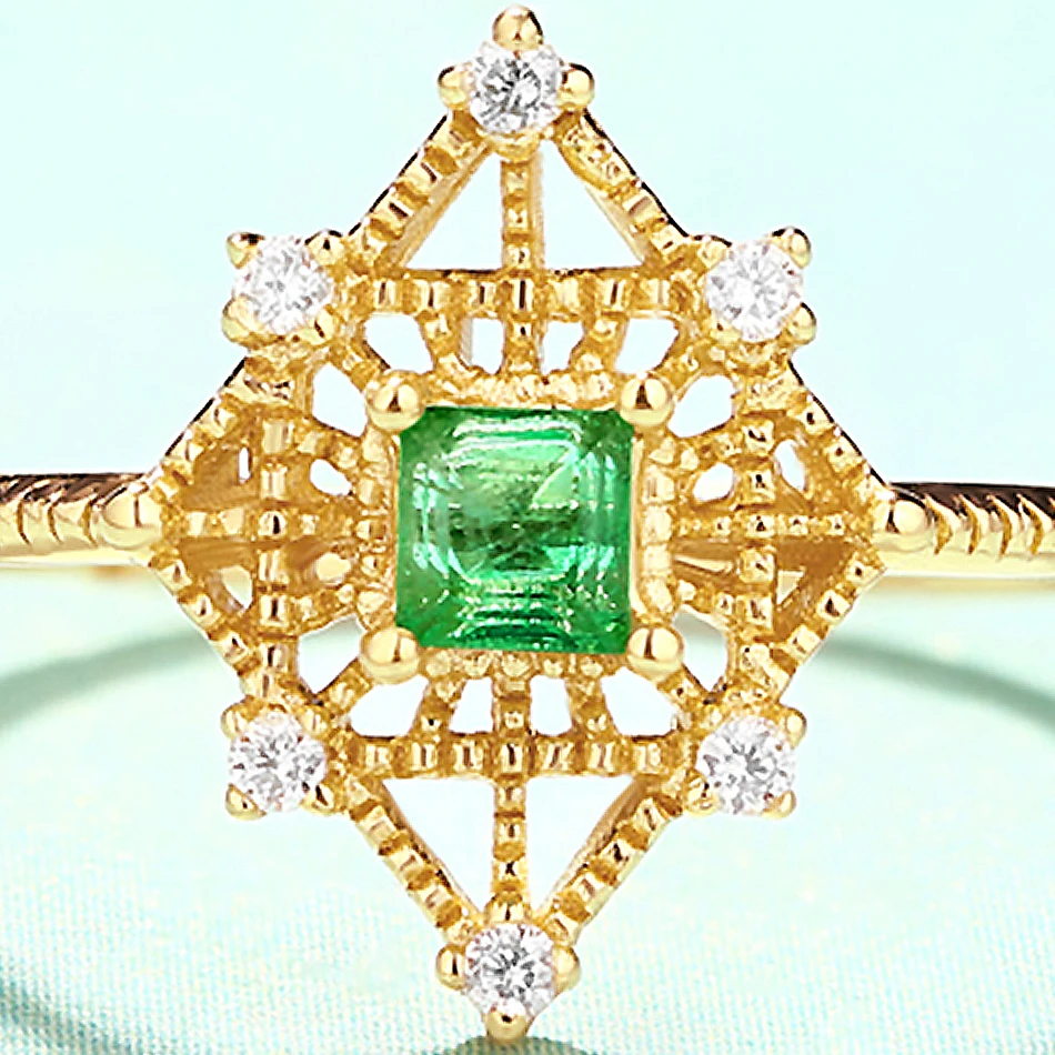 ALLNOEL 925 Sterling Silver Natural Emerald Hollow Ring For Women Infinity Wedding Band Bridal Jewelry New Arrival Gifts for Her (5)