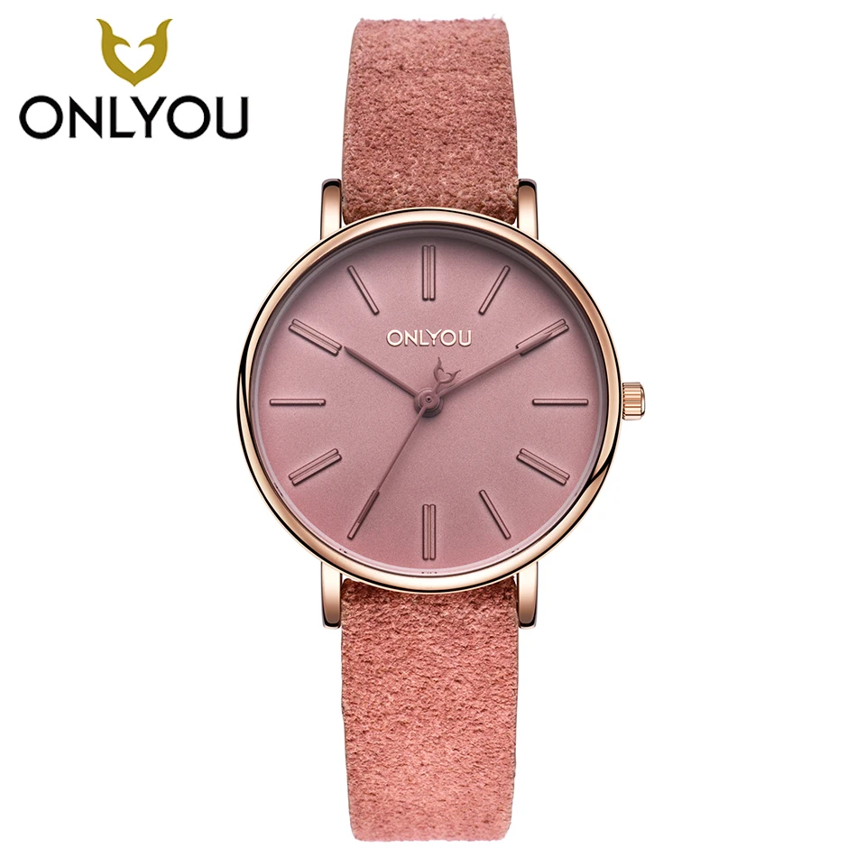 

ONLYOU Fashion Women Casual Quartz Watch Pink Unique Bracelet in Women's Watches Dress for Girls Elegant Ultra Thin Clock