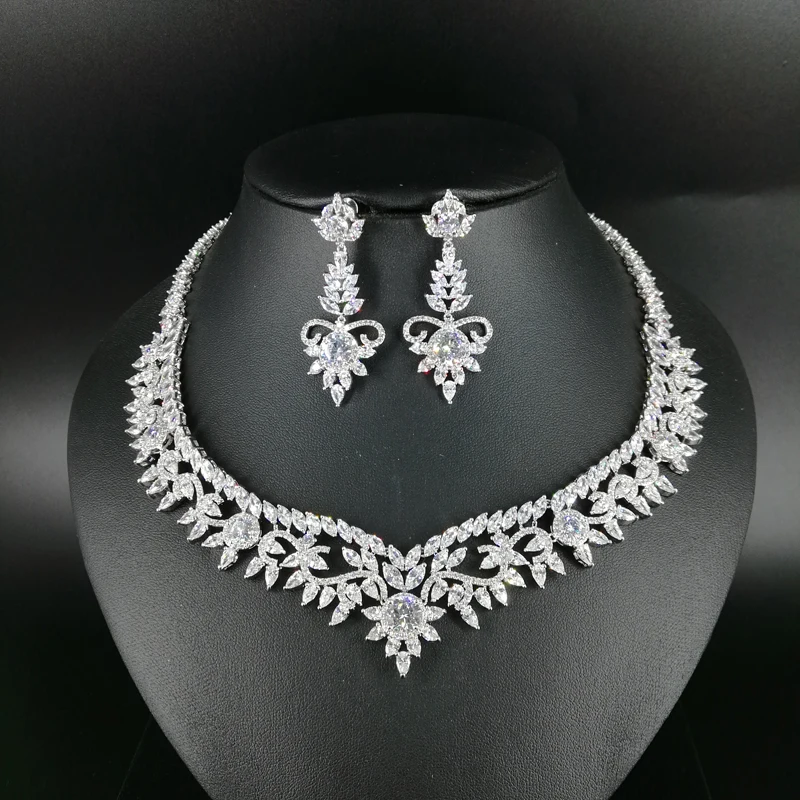 

NEW FASHION romantic AAA crystal zircon necklace earring wedding bride banquet formal dress popular jewelry set free shipping