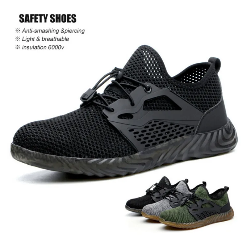 

Breathable protective shoes man women outdoor lightweight flying sport fabric hiking shoes Anti-knock Stab Casual safety shoes