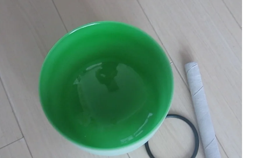 

Green Color F# Note Heart Chakra Frosted Quartz Crystal Singing Bowl 9" with free suede and o-ring