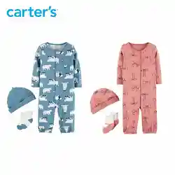 Carter's 3 предмета Take-Me-Home Комплект Осень-Зима мягкий хлопок детские комбинезоны для девочек носки комплект медведь детская одежда с рисунком