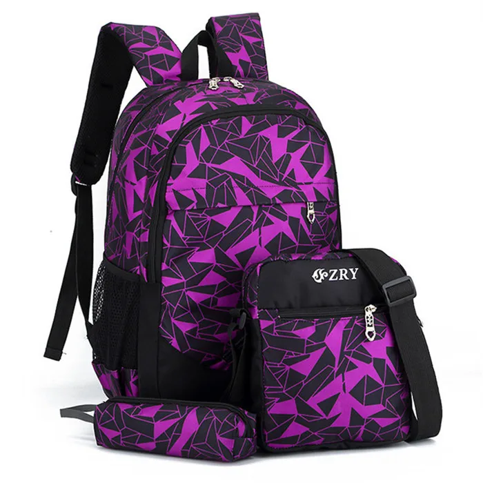 3 шт. USB Мужской рюкзак сумка набор красный и синий школьная сумка для мальчиков на одно плечо большие мужские школьные сумки - Цвет: purple