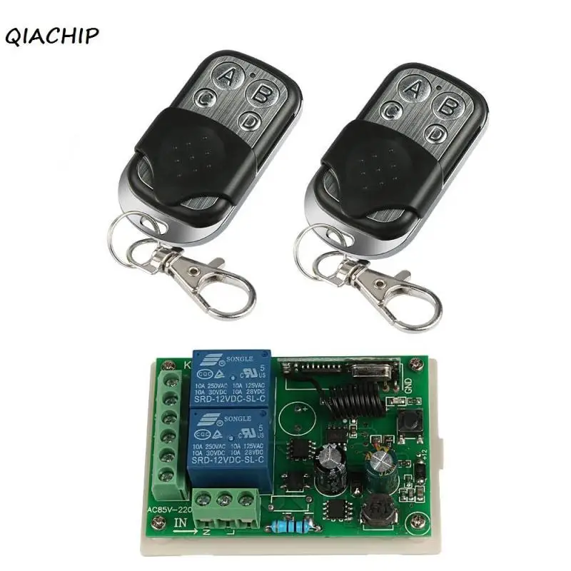 

433 Mhz Universal Wireless Remote Control Switch AC 250V 220V 2CH Relay Receiver Module and 2pcs 4CH RF Remote Controls Z3