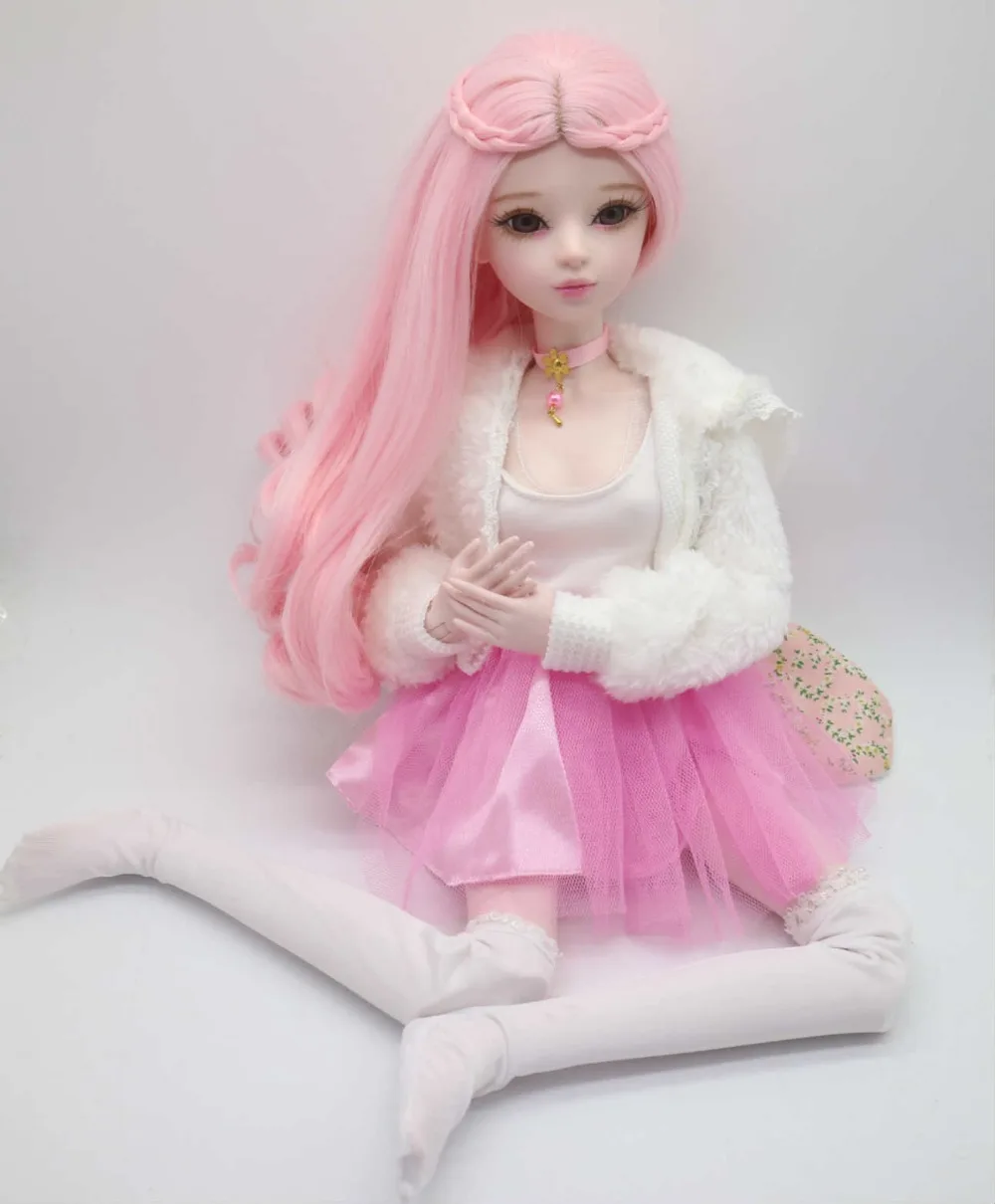 Модные Стиль 1/3 BJD кукла 56 см взрослый сексуальный женский Пластик совместный подвижный кукла включает в себя кукольная одежда и обувь розовые волосы