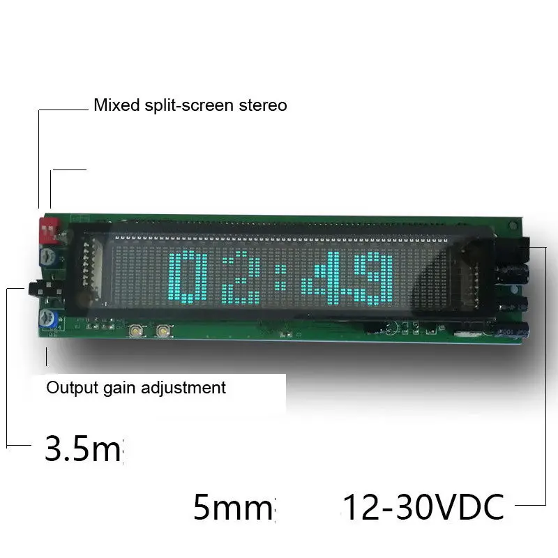 VFD FFT музыкальный анализатор спектра цифровой дисплей с часами для 12 В 24 В автомобиля MP3 ПК усилитель аудио индикатор уровня музыкальный ритм