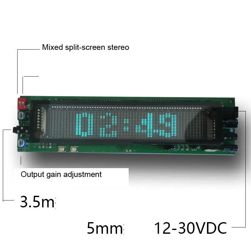 VFD FFT музыкальный спектр цифровой дисплей анализатор с часами для 12 В 24