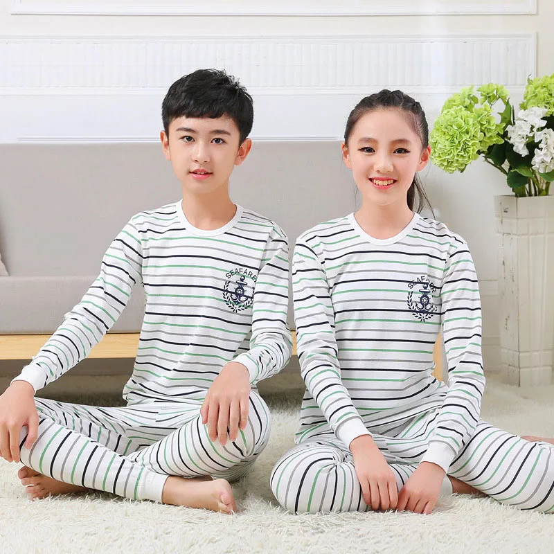 Teenage Cotton Pajamas Kids Knitted Underwear Sets 2018 New Spring ...