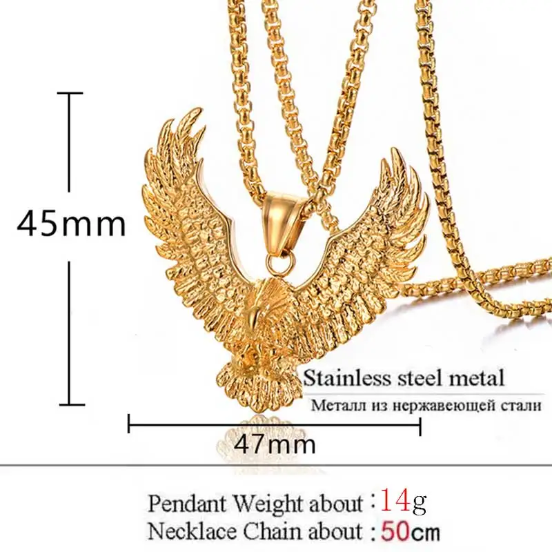 ZFVB, винтажное ожерелье с подвеской в виде орла, для мужчин, массивные ювелирные изделия из нержавеющей стали, золотого цвета, ожерелье в виде орла, шарм, бижутерия