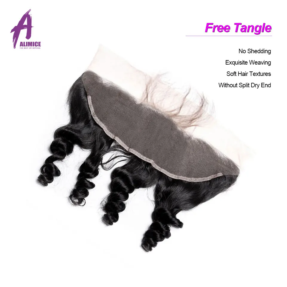 ALIMICE Malaysian Loose Wave Lace Frontal 13X4 Ear To Ear Pre Plucked Lace Frontal Closure Non Remy Human Hair Closure 10-24Inch (13)