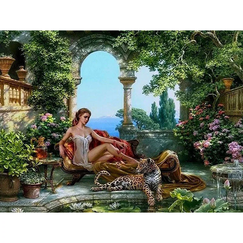 0329ZC082 Home wall furniture Decorations DIY number oil painting children Graffiti Beauty leopard painting by numbers