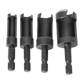 

HLZS-4Pcs Carbon Steel Wood Drill Bit Set,1/4 Hex Shank Woodworking Carbon Steel Wood Work Plug Cutter Cutting Power Tool Dril