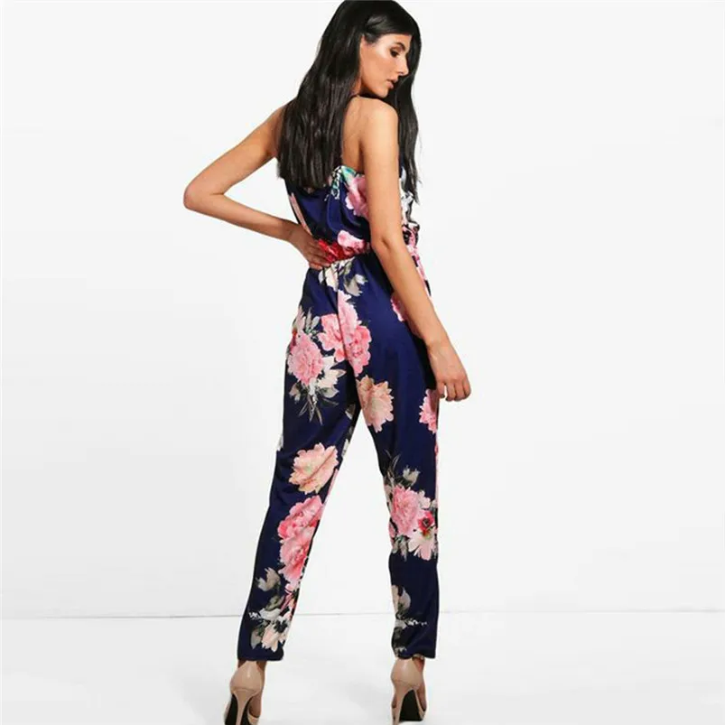 Fashion Women Strappy Off The Shoulder Printed Playsuit Party Clubwear Jumpsuit macacao feminino combinaison R04 (6)
