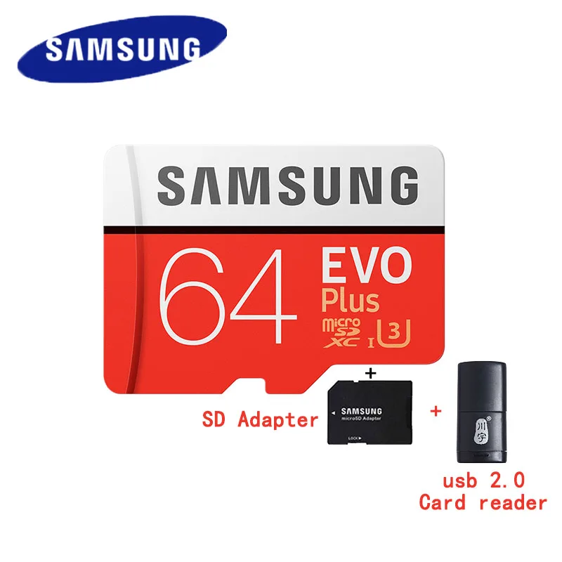 Samsung 100% Оригинальный Micro SD card 64 ГБ u3 карты памяти EVO Plus 64 ГБ Class10 TF карты C10 80 МБ/с. MICROSDXC UHS-1 Бесплатная доставка
