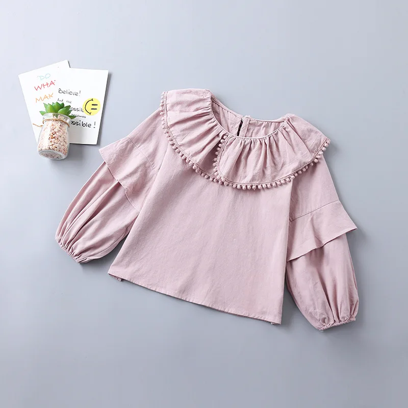 WeLaken/Новая Модная белая блузка детские блузки с рюшами для девочек, блузка с кружевом школьная детская белая блузка и рубашка