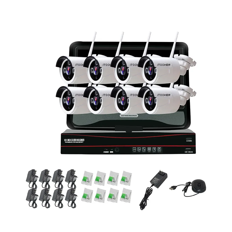 Achat Wifi NVR Surveillance Kit Plug Play P2P 8CH 1.0MP 30 m Vision nocturne Imperméable À L eau En Plein Air Sans Fil NVR Caméra CCTV Ensemble IP caméra