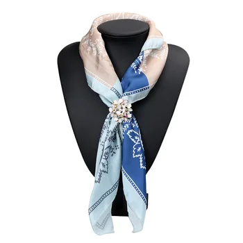 

24 Pcs/Lot Silk Scarf Shaped with Pearl Flower Brooch Pins for Sweater Pin Badges Gift Jewelry Bulk Wholesale