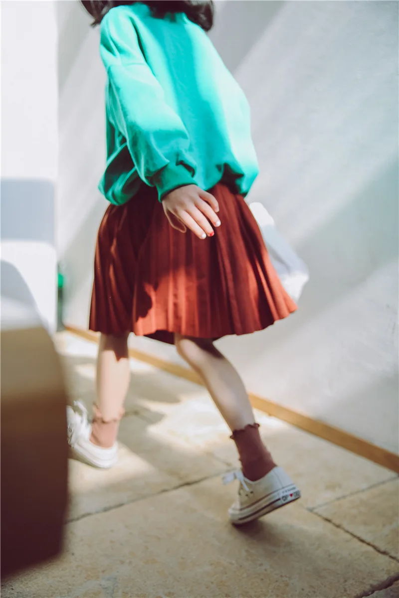Hot sale New Fashion 2018 autumnCute Velvet Child Skirt Kids Pleated Skirt Smooth Skirt Toddlers Children Baby Girls Skirts (25)