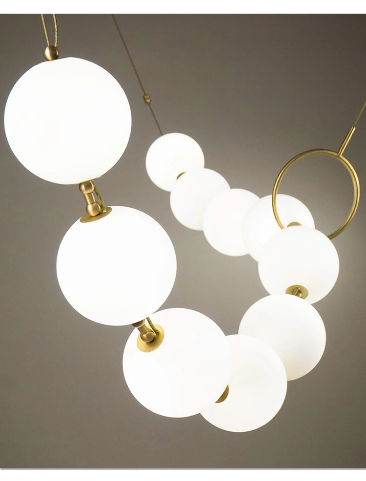 Bolas de Vidro Branco Lustre Design Italiano Lâmpada Quarto Cozinha Sala Jantar Longo 15 lustre lâmpada quarto cozinha sala jantar longo lustre