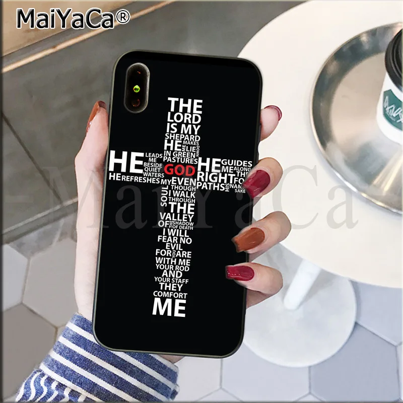 MaiYaCa Библейский Иисус Христос, христианский крест дизайн умный черный мягкий чехол для телефона для iPhone 8 7 6 6S Plus 5 5S SE XR X XS MAX - Цвет: 9