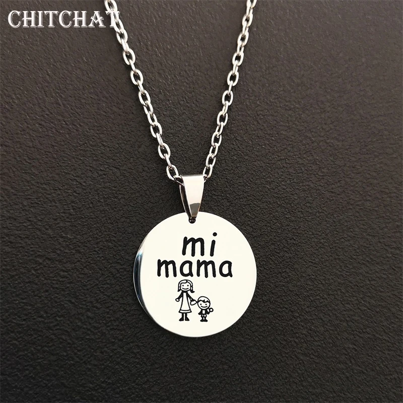 

Boy Girl mi mama Love You Grandma Necklaces Family Forever Grandmother Short Children Charm Necklace For Mother Son Daughter