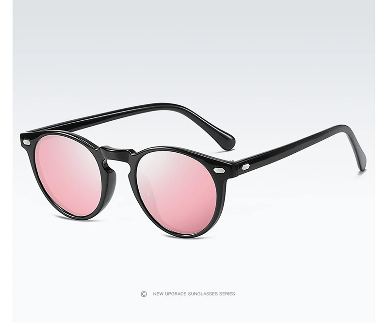 Брендовые дизайнерские очки, винтажные Поляризованные круглые зеркальные солнцезащитные очки, мужские женские классические солнцезащитные очки TR90, очки для вождения - Цвет линз: Pink