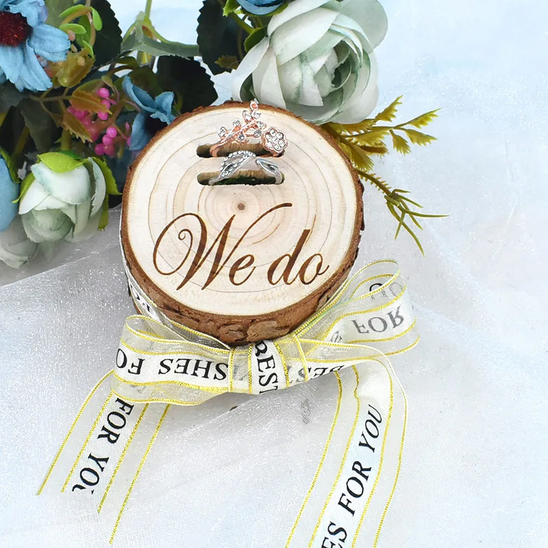 

" We Do" Wood Custom Made Ring Box Marriage Proposal Ring Holder Box for Wedding Valentine Couple Lover Gifts Wedding Favors